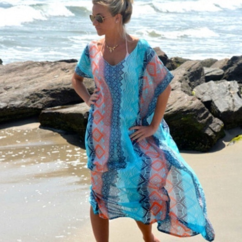 Beach swim coverup kaftan dress